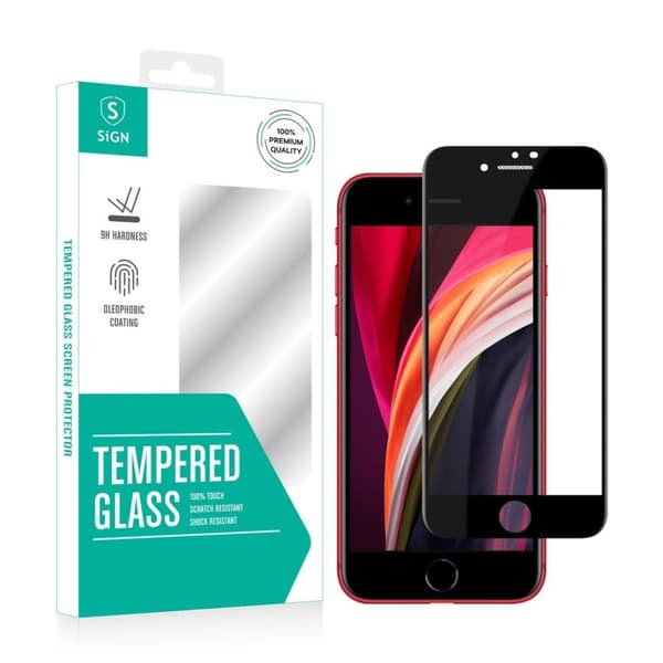 SiGN 3D skjermbeskytter i herdet glass med støvnett for iPhone SE 2020