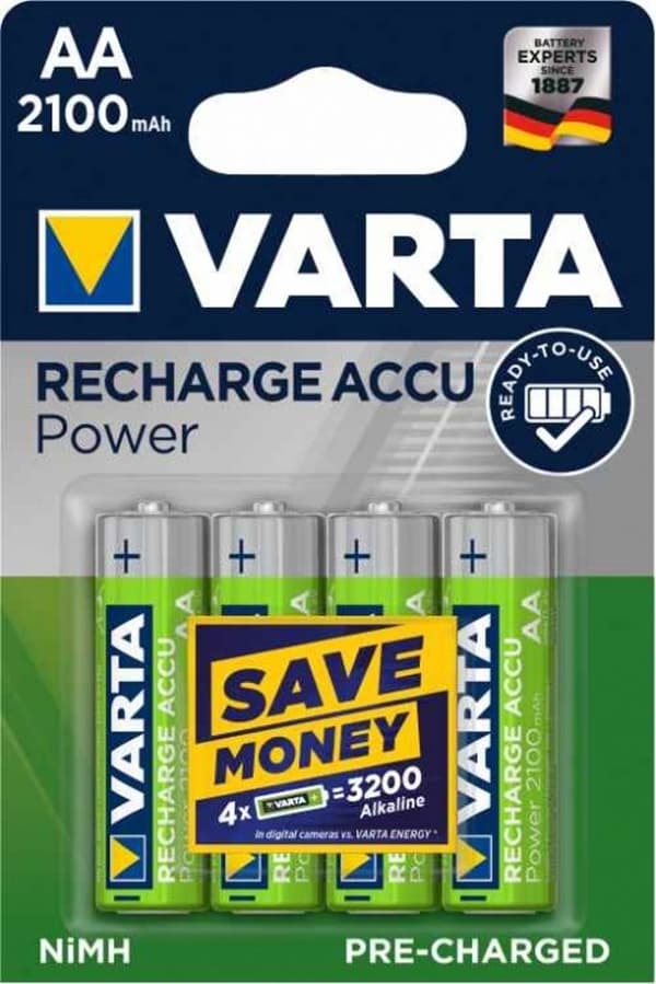 VARTA Recharge Accu Power AA batteri 2100 mAh, 4-pak