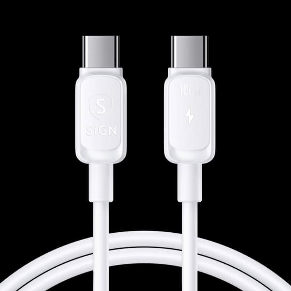 Sign USB-C till USB-C-kabel 100W, 2m - Vit