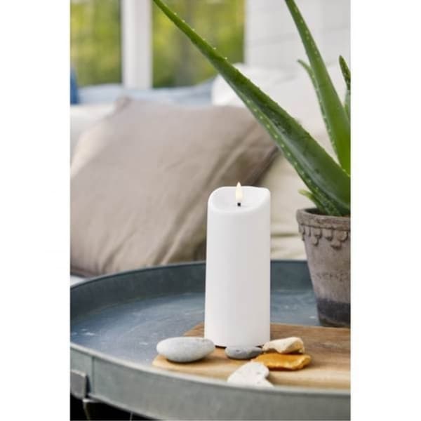 LED BLOKK LYS FLAMME / 18 cm / Batteri / Timer / Utendørs bruk / IP44
