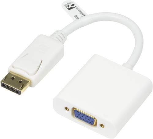 Deltaco DisplayPort til VGA adapter Full HD 0,2 m - Hvid