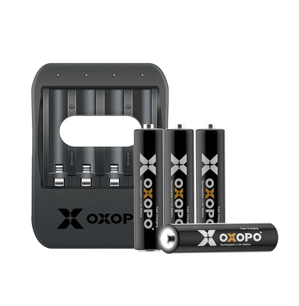 Batterilader Oxopo for Li-ion inkl. 4 AA 1850mah Li-ion