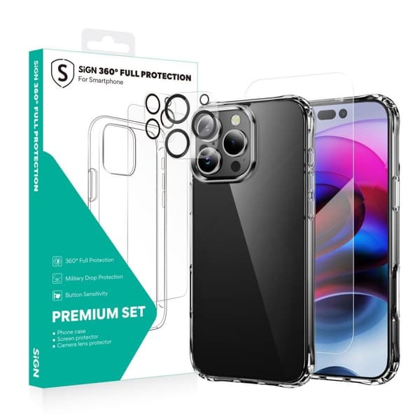 SiGN 360 Komplet beskyttelsespakke til iPhone 16 Pro