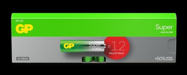 GP Super Alkaline AA-batteri, 15A/LR6, 12-pakning