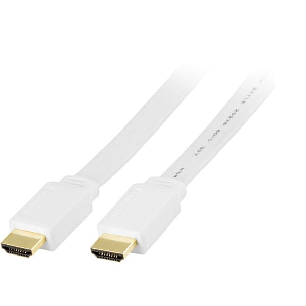 DELTACO fladt HDMI kabel, 5m, hvid