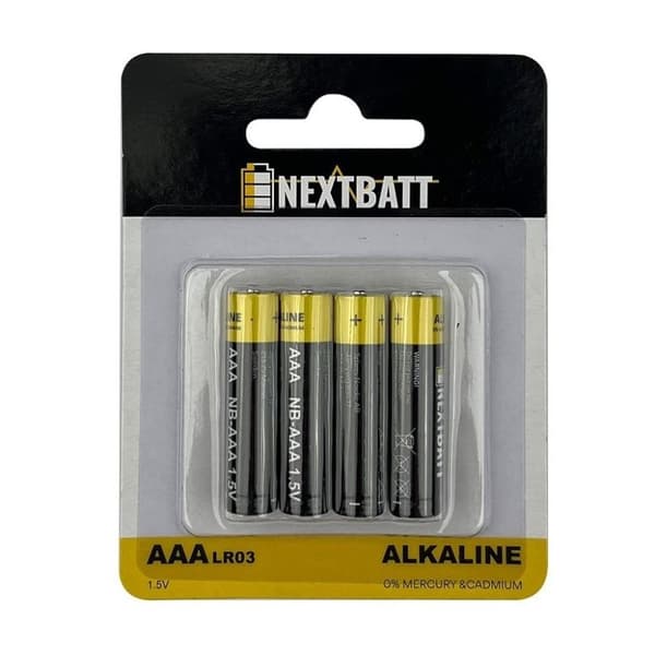 NextBatt-batteri AAA/LR03, 1,5V, Alkaline - 4-pakning