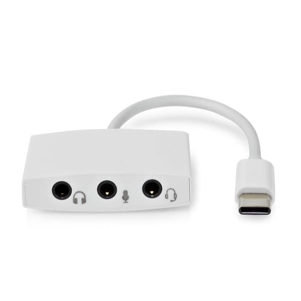 Nedis USB-C Adapter USB 2.0, USB-Câ„¢ han, 3,5 mm hun, 0,10 m, rund - hvid