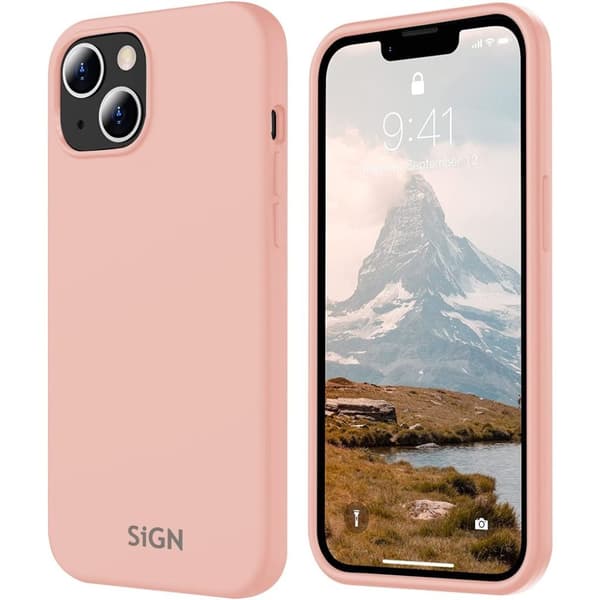 SiGN nestemäinen silikonikotelo iPhone 15:lle - vaaleanpunainen