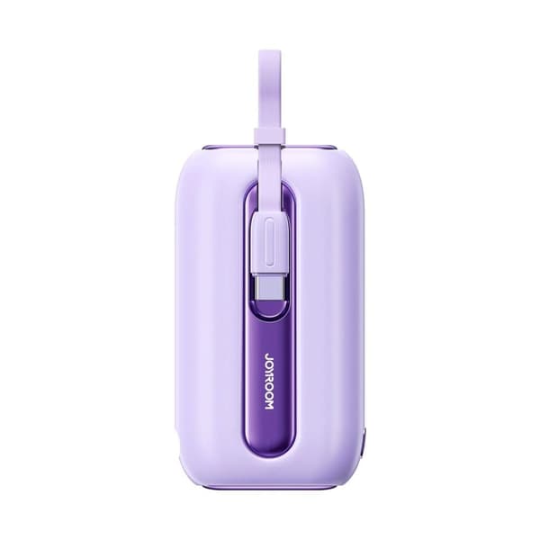 Joyroom Colorful Series 22,5W, 10000mAh Powerbank + 2-i-1-kabler – lilla
