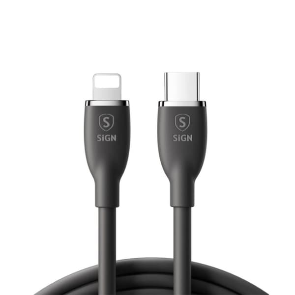 SiGN USB-C til Lightning-kabel 30W, 2m - Svart