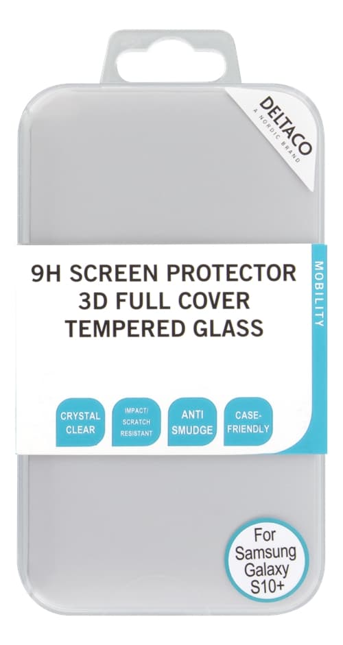 DELTACO Skärmskydd i 3D härdat glas för Galaxy S10 Plus - Genomskinlig