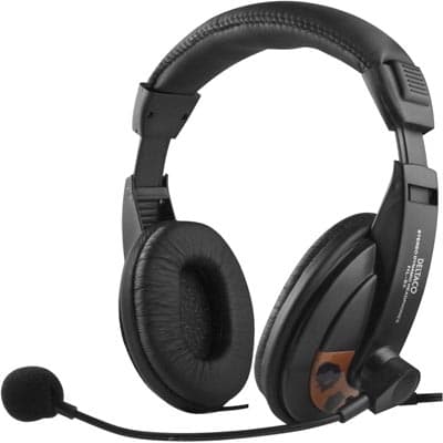 DELTACO headset, lukket, sort