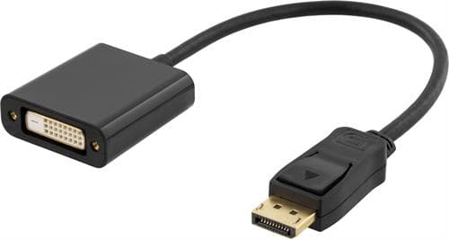 DELTACO DisplayPort til DVI-D Dual Link-adapter, 20 pin ha til 24+1 pin ho