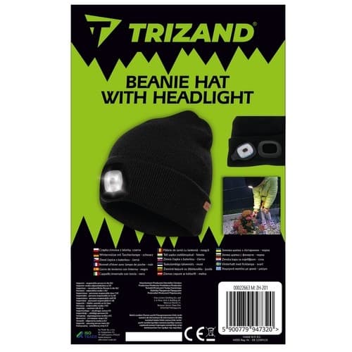 Vinterhatt med ficklampa - svart Trizand 22663