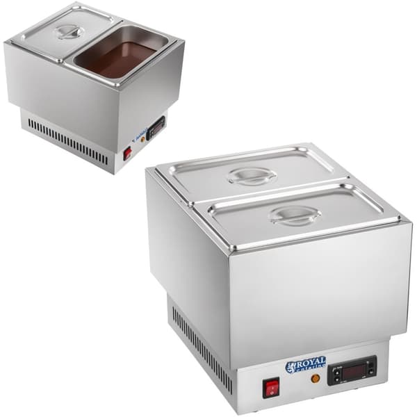 Värmare för choklad och såser, torr bain marie + 2 GN med lock