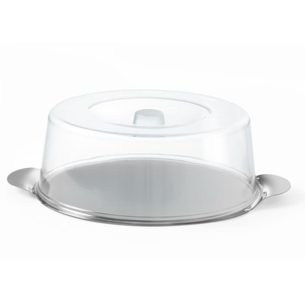 Rustfritt stålbrett med transparent deksel, rund, diameter. 300 mm - Hendi 980101