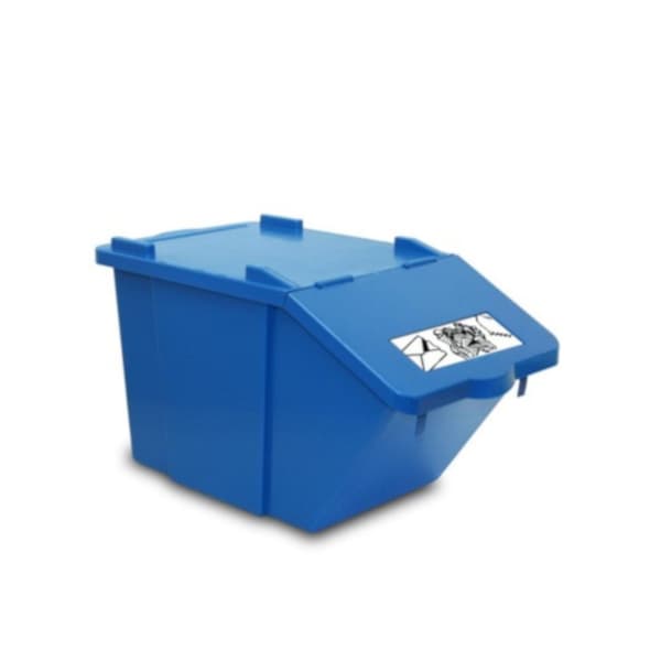 Dubbeldäckad sopsorteringsbehållare - blå, 45L