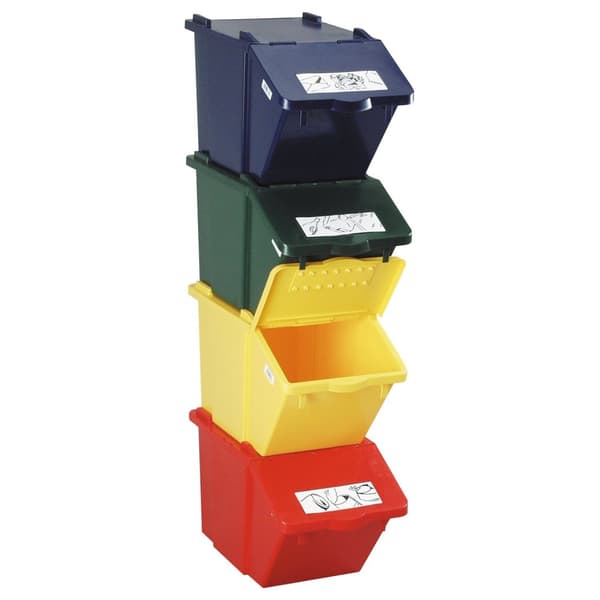 Dobbeldekker avfallssorteringsbeholder - gul 45L