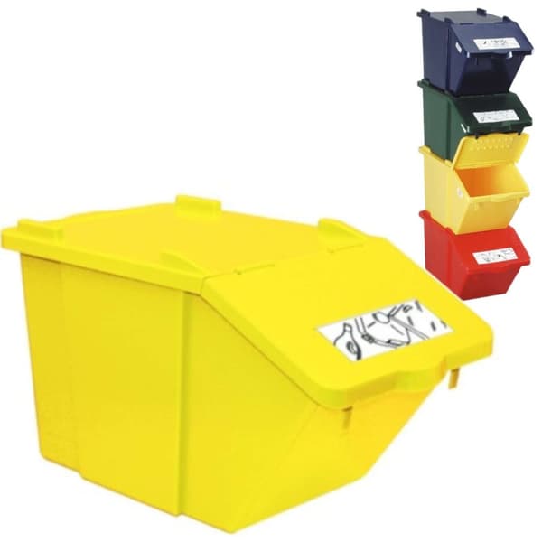 Dobbeldekker avfallssorteringsbeholder - gul 45L