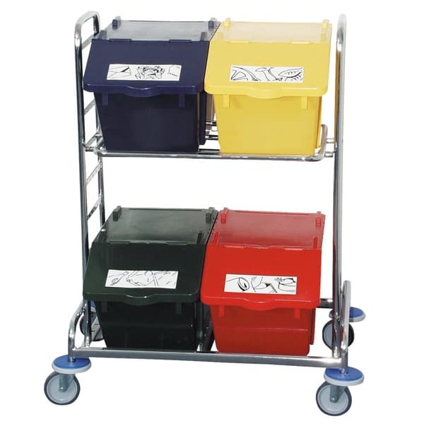 Dubbeldäckad sopsorteringsbehållare - röd, 45L