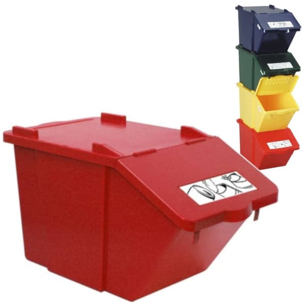 Dubbeldäckad sopsorteringsbehållare - röd, 45L