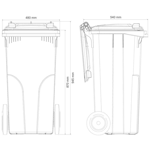 Affalds- og affaldsbeholder CERTIFIKATER Europlast Østrig - sort 120L