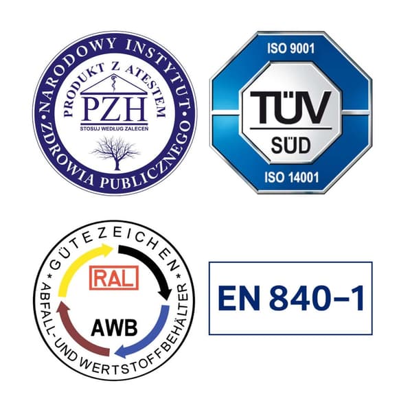 Affalds- og affaldsbeholder CERTIFIKATER Europlast Østrig - sort 120L