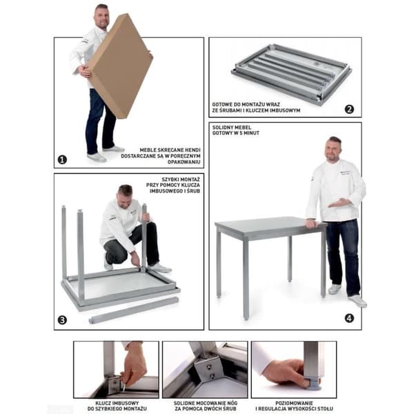 Centralt köksbänksbord i stål 120x60cm - Hendi 811283