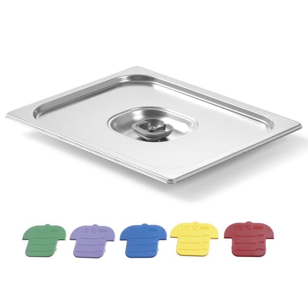 Kansi GN-säiliölle värillisillä pidikkeillä Haccp GN1/4 265x162mm ruostumaton teräs - Hendi 805244