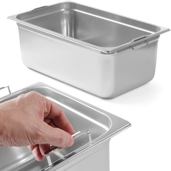 GN-behållare med infällbara handtag, rostfritt stål GN1/1 530x325mm, höjd 200mm - Hendi 803202