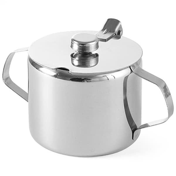 Sukkerbolle i rustfritt stål med lokk, dia. 85 mm 300 ml - Hendi 452103
