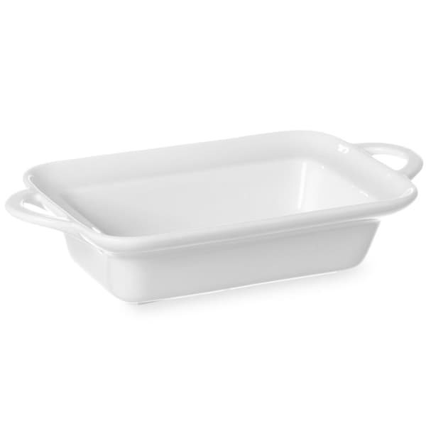 Rektangulært bageform med hanke 260x185x55mm hvidt porcelæn - Hendi 784129
