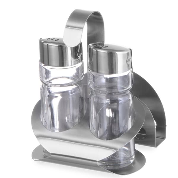 Kryddersett med serviettholder i rustfritt stål salt og pepper - Hendi 465318
