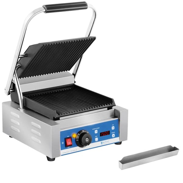 Kontakt elektrisk kontaktgrill med LED display støpejernsplater 1800W