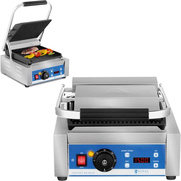 Kontakt elektrisk kontaktgrill med LED display støpejernsplater 1800W