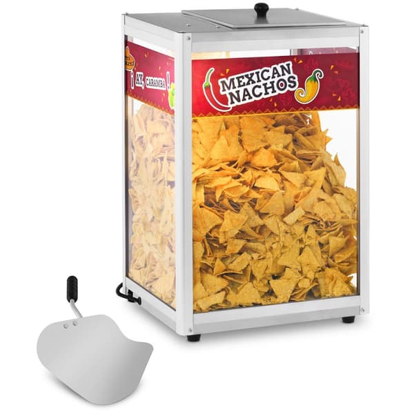 Varmere, oppvarmingsmontre for nachos, peanøtter, popcorn + scoop