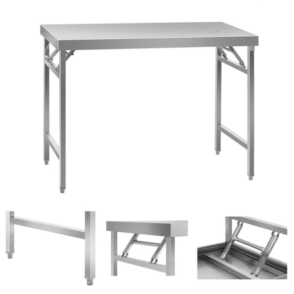 Sammenleggbart arbeidsbord i rustfritt stål 120 x 60 cm opp til 120 kg Royal Catering RCAT-120K