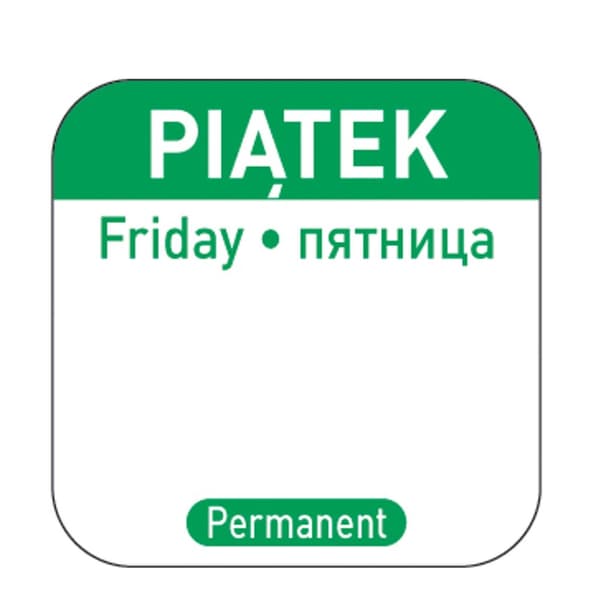Livsmedelssäkerhetsetiketter för återanvändbara behållare Piątek PL RU EN 1000 st. Hendi 850114