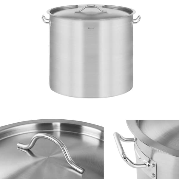 Cateringgryde med låg, rustfrit stål, til induktionskomfur, 12 L