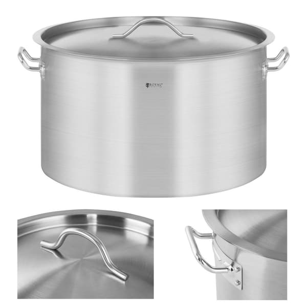 Cateringgryde med låg, rustfrit stål, til induktionskomfur, 44 L