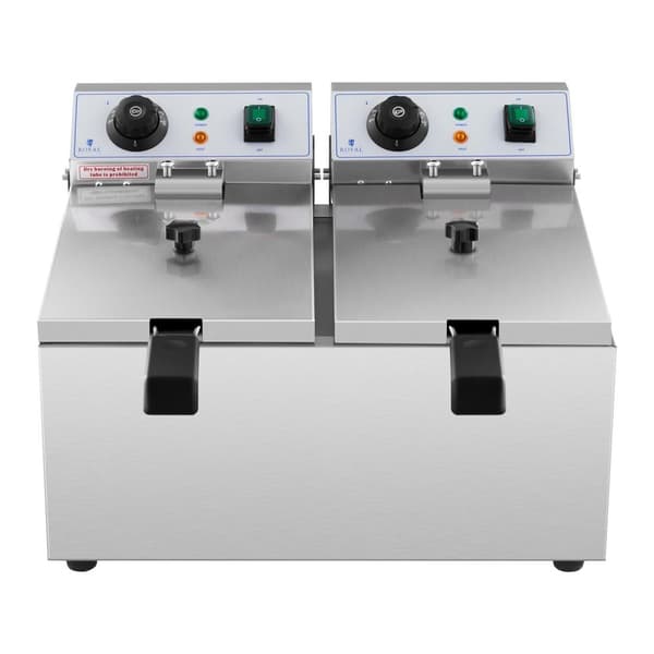 El-catering dobbeltfrituregryde 230 V 2 x 3200W 2 x 8 L
