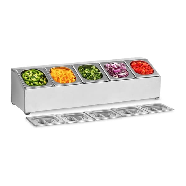Displaystander til cateringcontainere 5 x GN1/6 + 5 x Containere