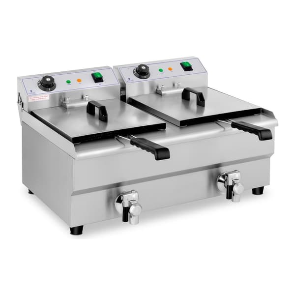 Elektrisk catering dobbel frityrkoker med kran 230 V 2 x 3200W 2 x 13 L
