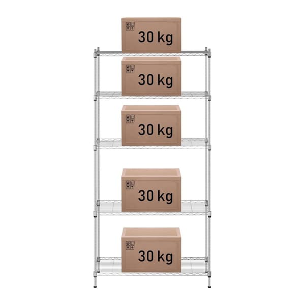 Gennembrudt trådlagerhylde, grå farve 180x90x35cm op til 150kg