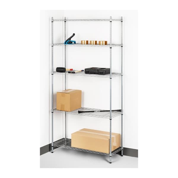 Gennembrudt trådlagerhylde, grå farve 180x90x35cm op til 150kg