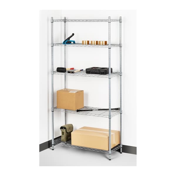 Gennembrudt trådlagerhylde, grå farve 180x90x35cm op til 250kg