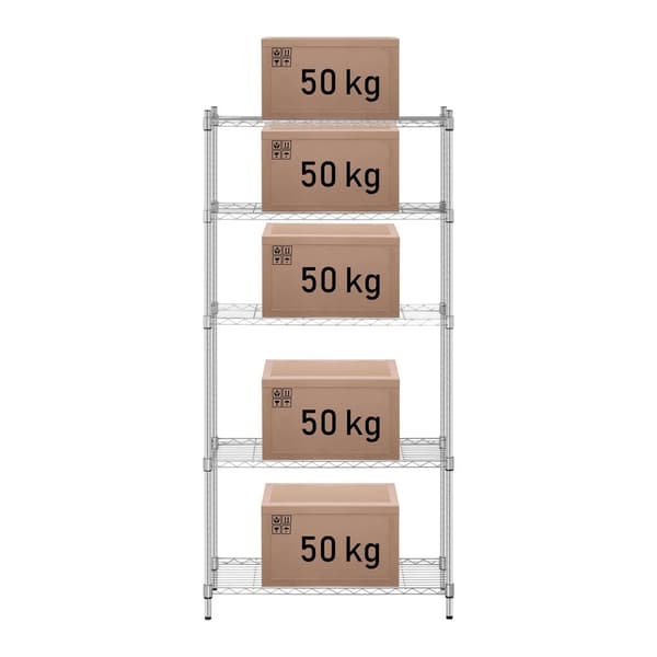 Gennembrudt trådlagerhylde, grå farve 180x90x35cm op til 250kg