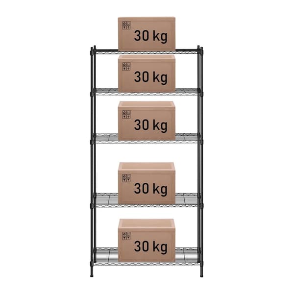 Gennembrudt trådlagerhylde, sort, 180x90x35cm, op til 150 kg