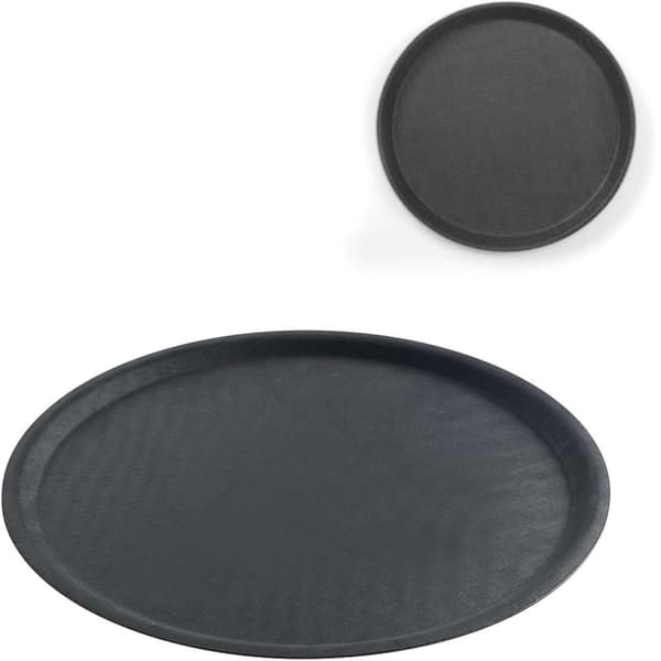 Anti-skli servitørbrett, rundt, diameter. 28cm - svart
