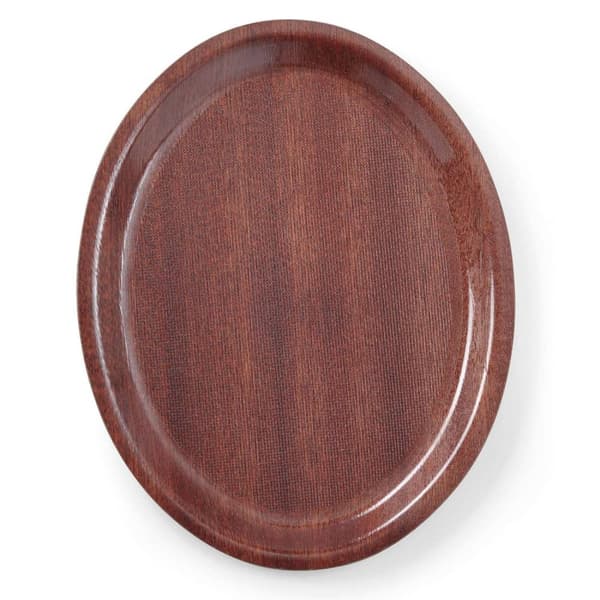 Skridsikker tjenerbakke i træ - oval 29x21cm